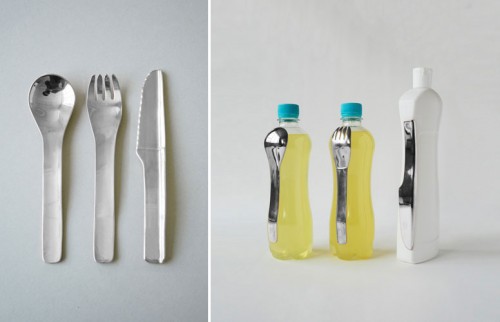 Oscar Diaz gör bestick från återvunna plastförpackningar. Smart! (Foto www.