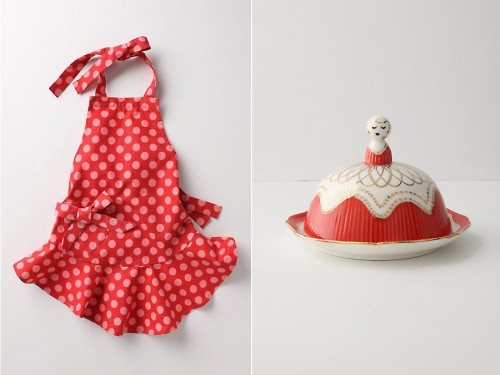 Förkläde och en ostkupa från Anthropologie. 