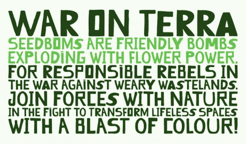 Kabooms programförklaring för sina handgjorda Seedboms, jag har visat den förr, men den är fin tycker jag. (Illustrationen finns på http://kabloom.co.uk)