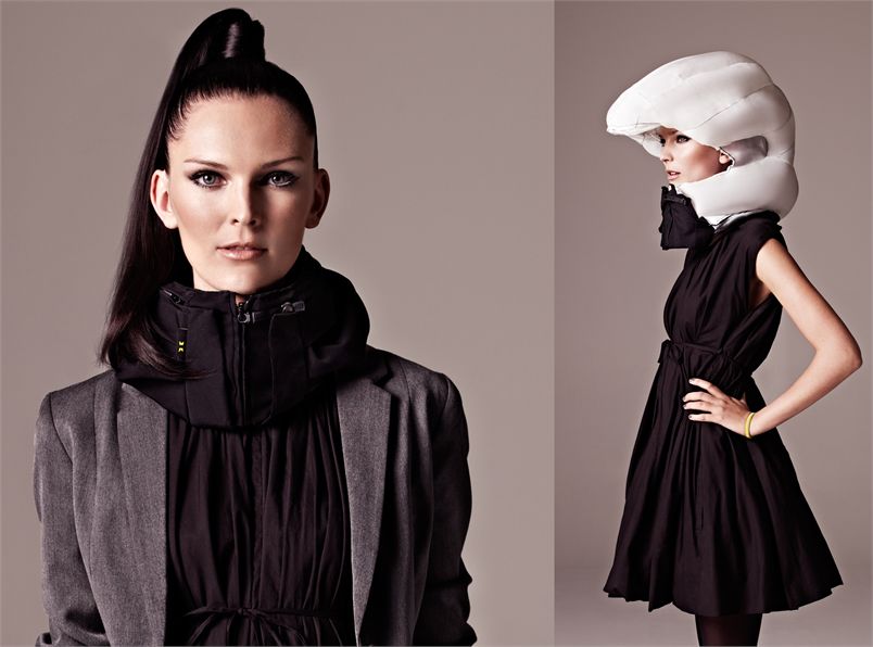 Den uppblåsbara cykelhjälmen Hövding är nominerad till Årets Sak 2011 hos Designtorget. (Foto Designtorget)