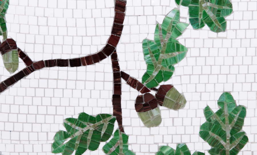 Detalj av mosaiken. Formgivarna heter Emelie Solklippa och Hanna Westin Skogh. (Foto Maria Maci)